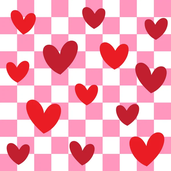 Cute Heart Valentines Love White Red Pink Color Confetti Flat — Διανυσματικό Αρχείο