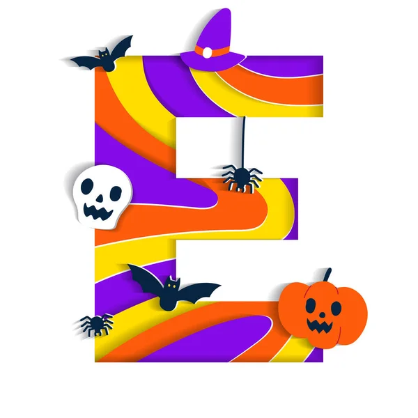 Happy Halloween Alfabet Party Czcionka Typografia Charakter Kreskówki Spooky Horror — Wektor stockowy