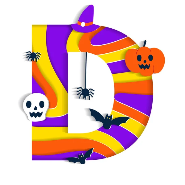 Ευτυχισμένο Halloween Alphabet Κόμμα Γραμματοσειρά Τυπογραφία Χαρακτήρας Γελοιογραφία Τρομακτικό Τρόμου — Διανυσματικό Αρχείο