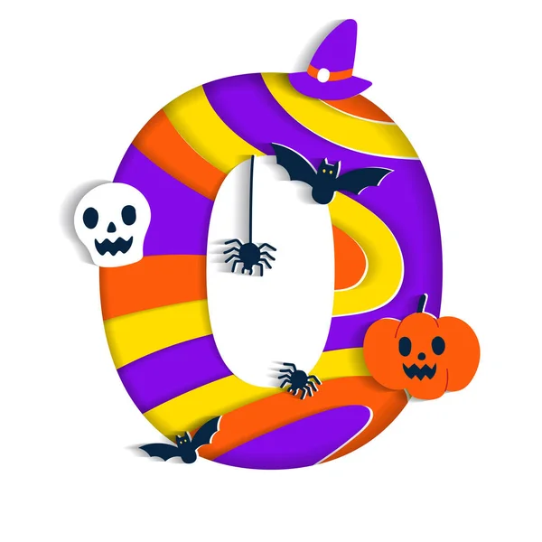 Happy Halloween Zero Numeral Party Font Character Cartoon Spooky Horror — Διανυσματικό Αρχείο