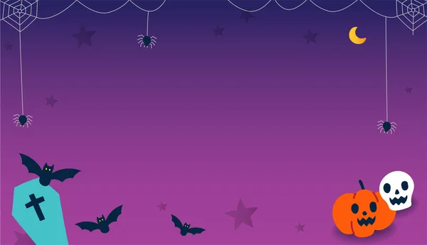 Cute Espaço Cópia Publicidade Halloween Cartoon Online Promoção Web Banner — Vetor de Stock