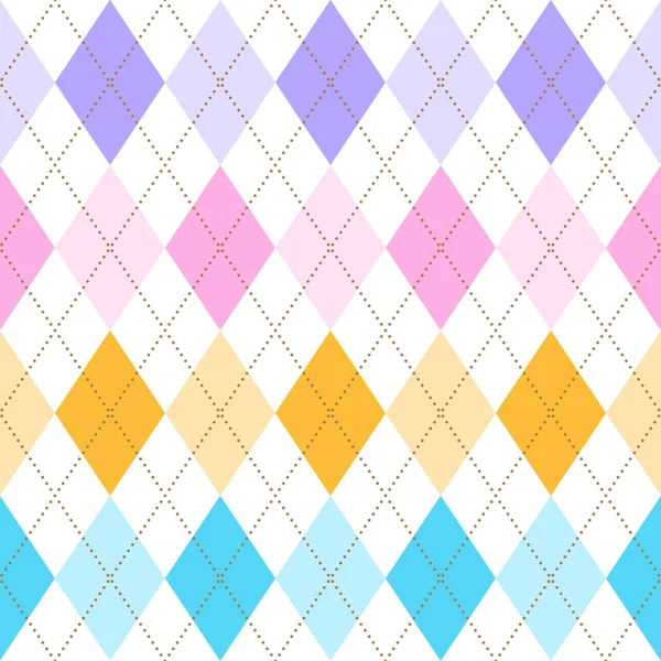 Diamond Square Argyle Diagonal Dash Line Couleur Bleu Rose Orange — Image vectorielle