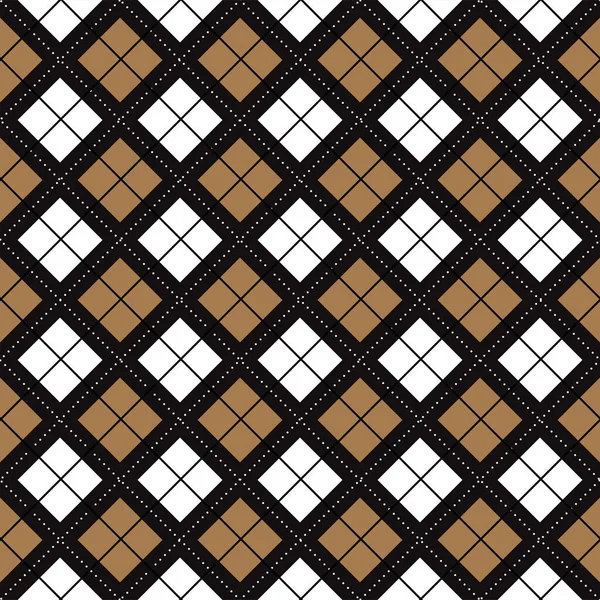 Black White Brown Diamond Square Argyle Diagonal Dash Line Abstract — Stock Vector