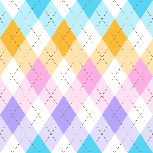 Diamond Square Argyle Diagonal Dash Line Couleur Bleu Rose Orange — Image vectorielle