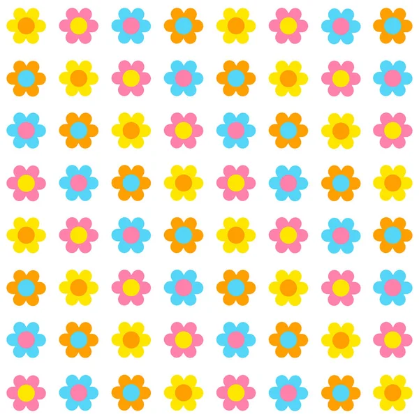 Mignon Belles Fleurs Ditsy Géométrique Couleur Colorée Illustration Florale Vectoriel — Image vectorielle