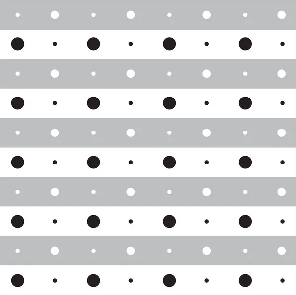 黑白色灰白色波尔卡多圆圆形水平线条纹点缀线圆形无缝线图案矢量画布 野餐垫包装纸 纺织品 — 图库矢量图片