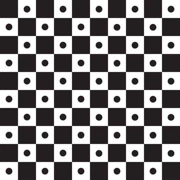 可爱的波尔卡圆点几何图形甜蜜的黑色白色格子图案卡通画 纺织品 包装纸 — 图库矢量图片