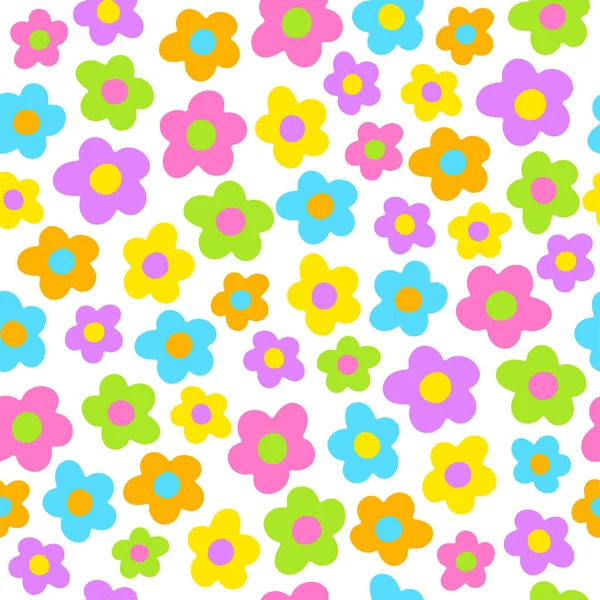Mignon Belles Fleurs Ditsy Répétant Néon Coloré Floral Dessiné Main — Image vectorielle