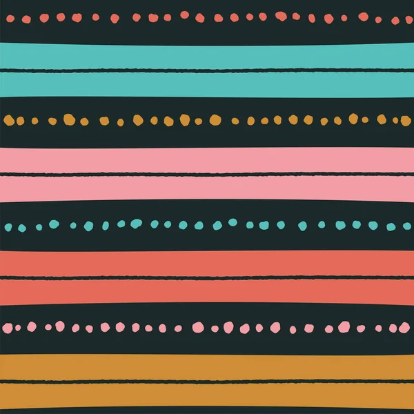 民族部落几何民俗斯堪的纳维亚半岛吉卜赛裔墨西哥人Boho非洲饰品纹理无缝图案Zigzag Dot线水平条带深色彩印纺织品背景矢量图解 — 图库矢量图片