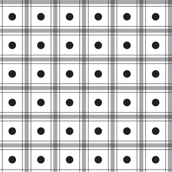 可爱的Polkadot圆形圆圆点几何元素黑白条条线格子格子格子格子图矢量无缝线打印底色背景 — 图库矢量图片