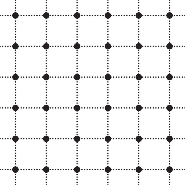 黒と白Bwかわいい水玉円の幾何学ダッシュラインスコットチェックされた再生 Tartan Gingham Pattern Square背景ベクトル漫画イラストテーブルクロス ピクニックマットラップ紙 — ストックベクタ