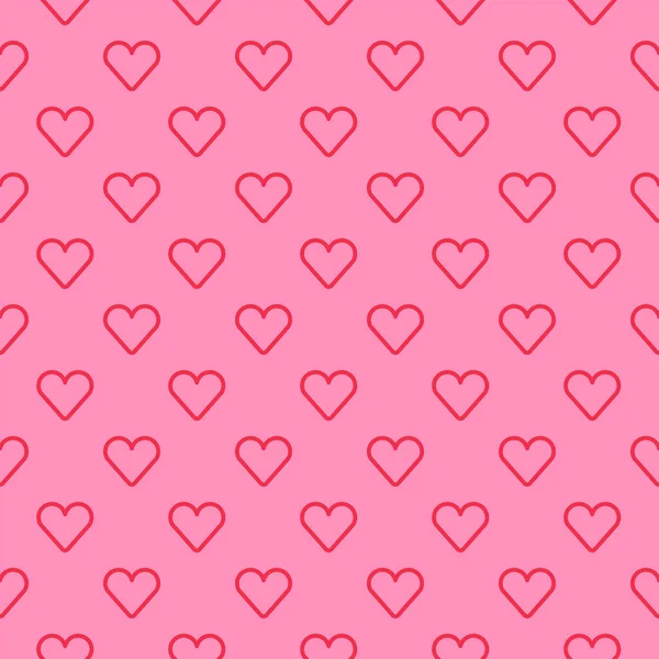 Amour Coeur Mignon Saint Valentin Rouge Rose Motif Rayé Contour — Image vectorielle