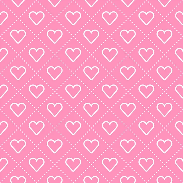 Cute Heart Love Valentines Day Pink White Outline Pattern Stripe — 스톡 벡터