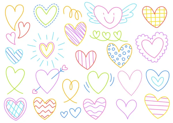 Симпатичное Сердце Элемент Украшения День Влюбленных Красочная Линия Rainbow Outline — стоковый вектор