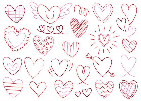 Roztomilý Srdce Element Dekorace Valentýna Láska Romantické Červené Růžové Čáry — Stockový vektor