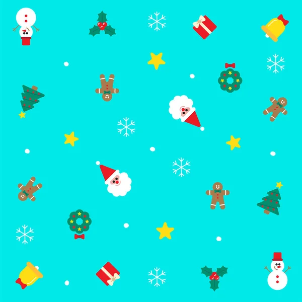 Roztomilé Veselé Vánoce Santa Claus Holly Dárek Dárek Box Vločka — Stockový vektor