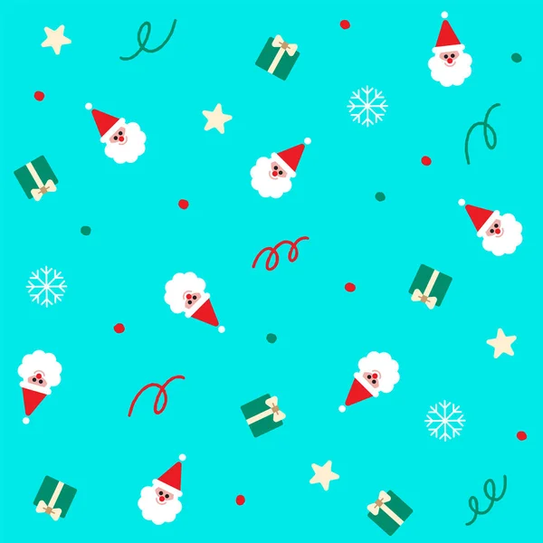 Cute Merry Christmas Santa Claus Hat Schneeflocke Geschenk Box Geschenk — Stockvektor