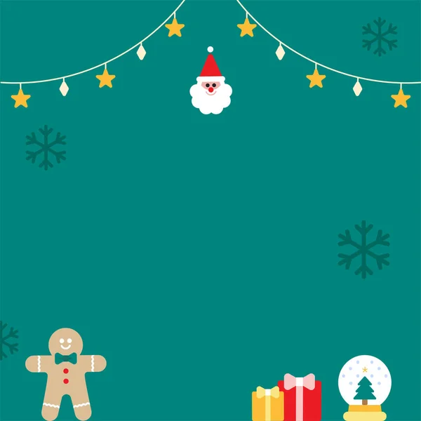 Cute Merry Christmas Happy New Year Santa Claus Gingerbread Man — Stock Vector