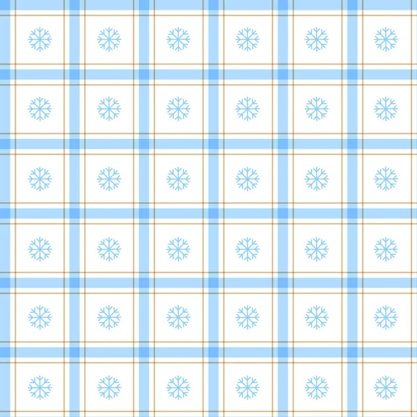かわいいメリークリスマス冬雪の雪の結晶青霜の霜のラインストライプラインメッシュグリッドチェックされた再生タータンバッファロースコット ギンガム背景クリスマスパーティーのためのシームレスなパターン — ストックベクタ