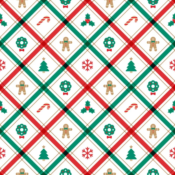 Aranyos Boldog Karácsonyfát Vörös Zöld Kék Karácsonyfa Line Diagonal Stripe — Stock Vector
