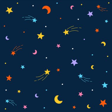 Şirin Konfeti Star Nightsky Meteor Çekici Yıldız Hilal Parıltısı Küçük Polkadot Çizgisi Mini Kalp Soyut Renkli Pastalar Kusursuz Arkaplan