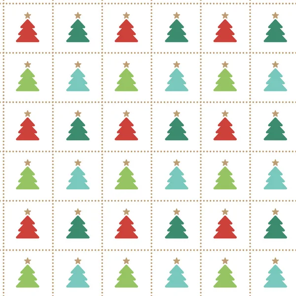 Cute Merry Christmas Tree Rot Grün Blau Christmas Tree Dash — Stockvektor