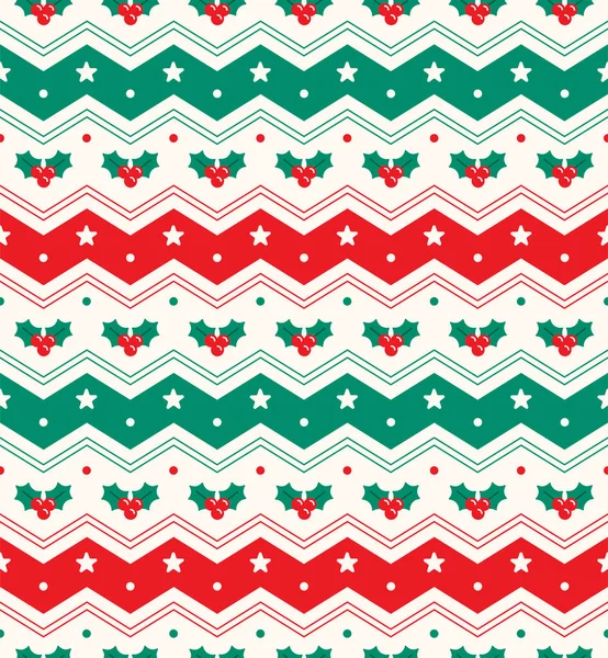 Mignon Joyeux Arbre Noël Rouge Vert Houx Flocon Neige Horizontale — Image vectorielle