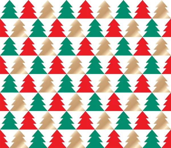 かわいいメリークリスマスレッドグリーンゴールドパインツリークリスマスツリー星の要素背景ベクトルイラスト用生地プリント包装紙の服装飾クリスマスパーティーお祝い祭り — ストックベクタ