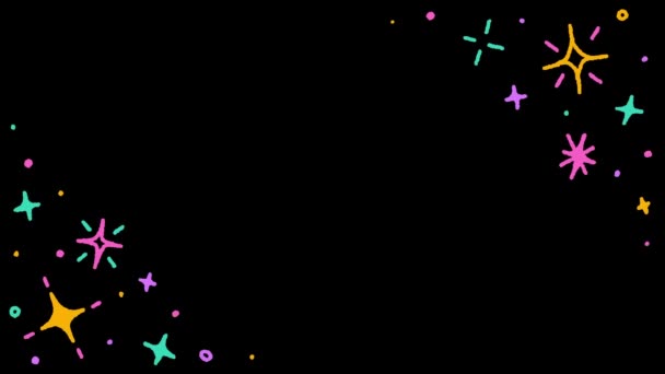 Doodle Bonito Brilhante Estrela Sparkle Dot Confetti Retângulo Quadro Fronteira — Vídeo de Stock