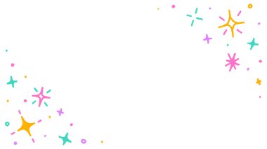 Şirin Konfeti Parıltısı Havai Fişek Parıltısı Yıldız Parıltısı Küçük Nokta Soyut El Çizimi Renkli Pastel Dikdörtgen Kartı Kenar Şablonu Parti Kutlaması için Alan Kopyalama Şablonu