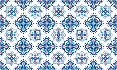 Etnik Soyut Arkaplan şirin mavi indigo geometrik kabile halk motif Arap doğuya özgü desen geleneksel tasarım, halı, duvar kağıdı, giysi, kumaş, ambalaj, baskı, batik, halk, örgü, vektör