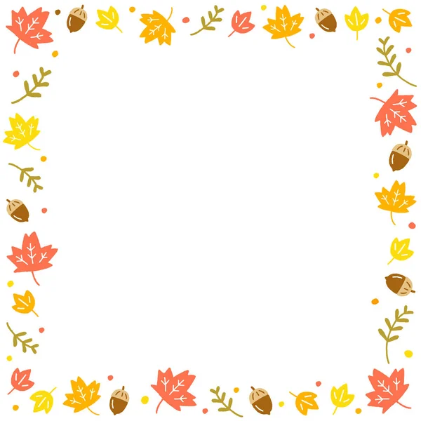 Cute Doodle Fall Autumn Ditsy Acorn Oak Dry Leaf Red — Vetor de Stock
