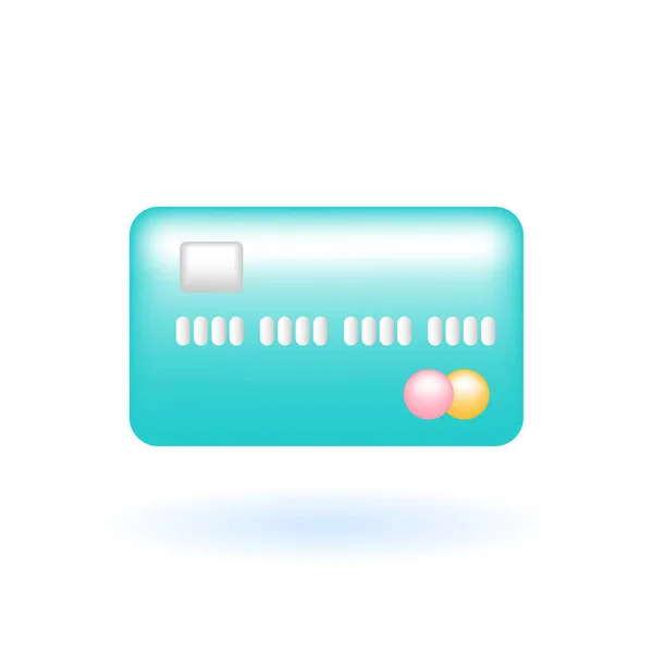 3D信用卡借记卡支付图标 营销网上购物的概念 光滑的玻璃幕布色 有趣的写实漫画简约风格 3D渲染向量Icon Ui隔离示例 — 图库矢量图片