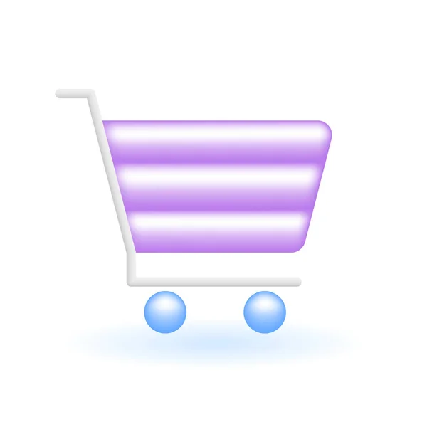 3D购物车产品Icon 营销网上购物的概念 光滑的玻璃幕布色 有趣的写实漫画简约风格 3D渲染向量Icon Ui隔离示例 — 图库矢量图片