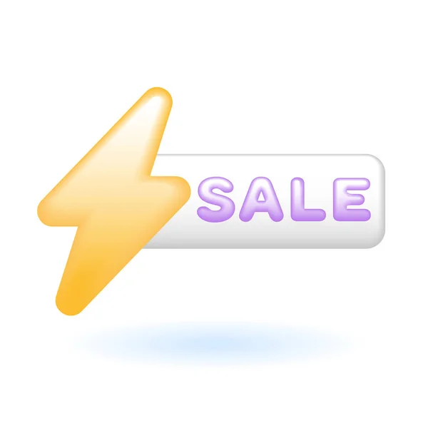 Flash Sale Badge Banner Thunder Icon Online Shopping Promotion Concept — Stock Vector