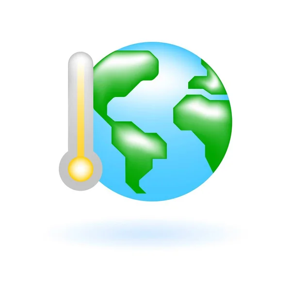 Global Warming Earth Thermometer Icon Eco Sustainability Environmental Concept Glossy — Stock Vector