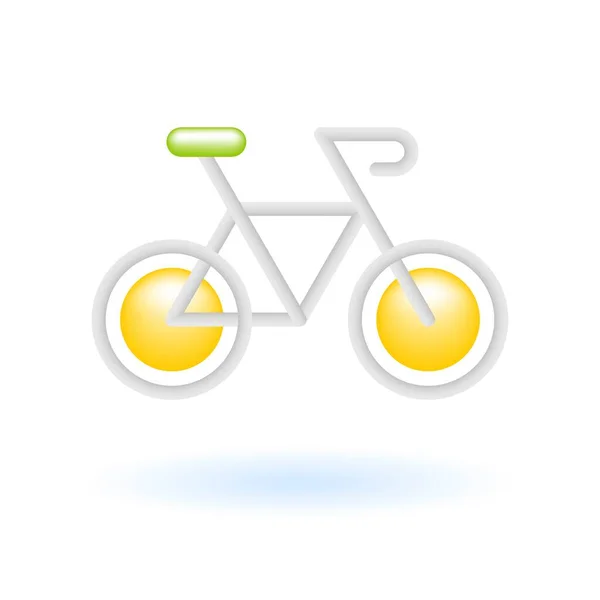 3D自行车绿色能源图标 生态可持续性环境概念 光滑的玻璃塑料色 有趣的写实漫画简约风格 3D渲染向量Icon Ui隔离示例 — 图库矢量图片