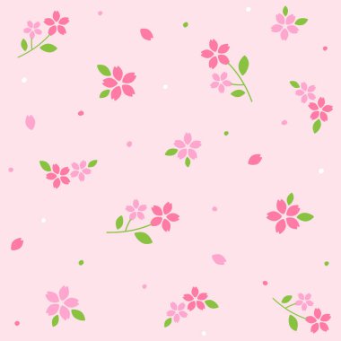 Şirin Doodle Pembe Sakura Çiçek Japon Çiçeği Yapraklı Yapraksı Yapraklı Polkadot Konfeti. Soyut Organik Şekil El Çizimi Çizimi Çizimi. Renksiz Desensiz Pembe Arkaplan.