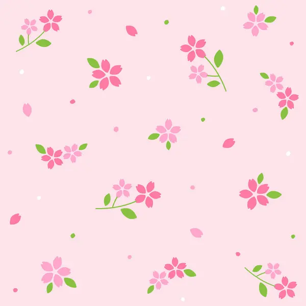 Nettes Doodle Pink Sakura Flower Japan Flower Element Mit Blättern — Stockvektor