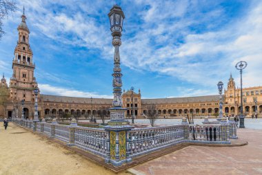 Seville, İspanya, 10 Mart 2022. İspanya 'nın güzel Plaza' sı Seville şehri, İspanya. Yüksek kalite fotoğraf