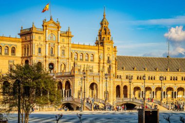 Seville, İspanya, 10 Mart 2022. İspanya 'nın güzel Plaza' sı Seville şehri, İspanya. Yüksek kalite fotoğraf