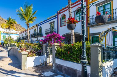 Puerto de Mogan, Gran Canaria, Spain, December 22, 2022. Colorful houses in Puerto de Mogan, Gran Canaria, Spain. High quality photo