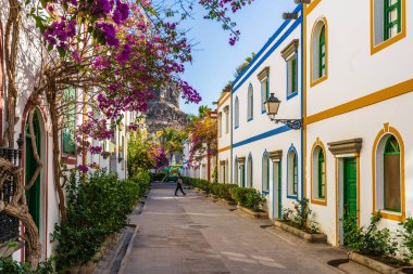 Puerto de Mogan, Gran Canaria, Spain, December 22, 2022. Colorful houses in Puerto de Mogan, Gran Canaria, Spain. High quality photo
