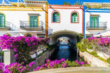 Beautiful and colorful houses in the town of Puerto de Mogan in Gran Canaria, Spain. High quality photo