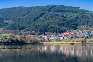 Noia, Galiçya, 1 Mart 2023. İspanya 'nın Coruna kentindeki Noia şehrinin manzarası. Yüksek kalite fotoğraf