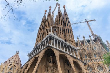 Barselona, İspanya, 13 Haziran 2023. Barcelona, Katalonya, İspanya 'daki Sagrada Familia Tapınağı. Yüksek kalite fotoğraf