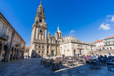 Santiago de Compostela, İspanya, 26 Şubat 2023. Galiçya 'daki Santiago de Compostela katedrali. Yüksek kalite fotoğraf