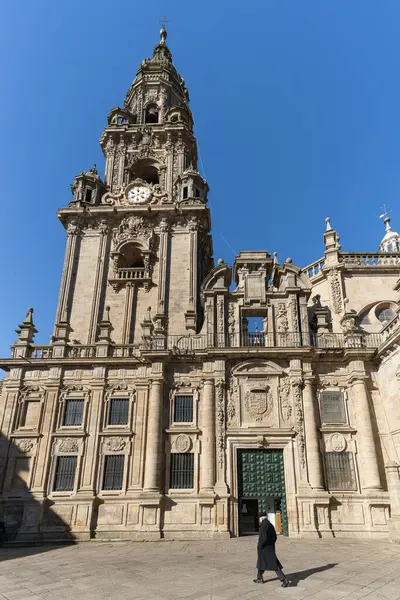 Santiago de Compostela, İspanya, 26 Şubat 2023. Galiçya 'daki Santiago de Compostela katedrali. Yüksek kalite fotoğraf