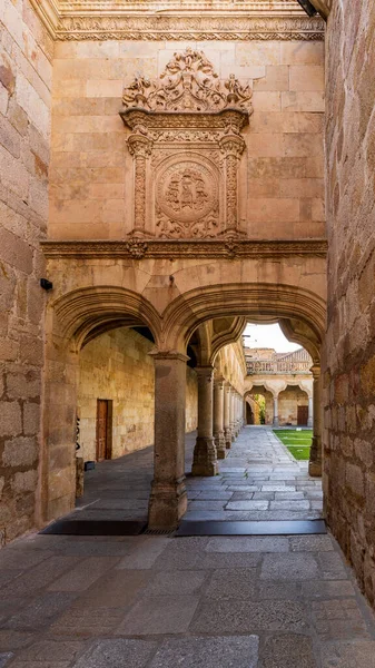 İspanya 'daki Salamanca Üniversitesi' nin küçük okullarının avlusunda. Yüksek kalite fotoğraf