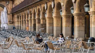 Salamanca, İspanya, 15 Kasım 2023. Salamanca Belediye Başkanı Plaza. Yüksek kalite fotoğraf